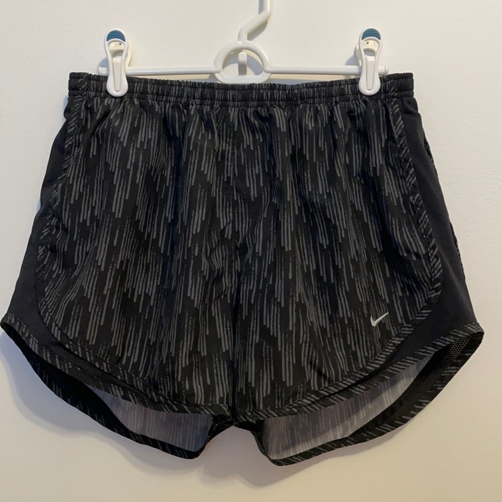 Black and grey Nike dri-fit tempo shorts